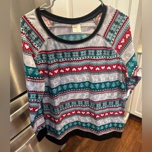 No Boundaries Long Sleeve Holiday Top with Mask XXL